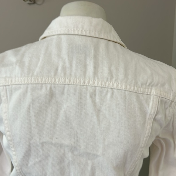 J Crew Jacket White Denim Long Sleeve Silver Button Timeless Classic Sz XS NEW - Picture 6 of 11